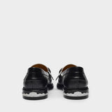 Mocassins en Cuir Noir et Blanc