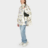 Sac Vague en Cuir Vert et Surpiqure Blanche