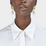 Boucles d'Oreilles The Infernal Storm en Bronze Plaqué Or et Perle d'Eau Douce