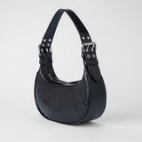 Sac Soho en Cuir Froissé Noir