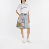Sac Baguette Denim - Germanier - Perles - Dorée/Rose