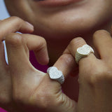 Mini Chevalière Cœur en or 9 ct et diamants