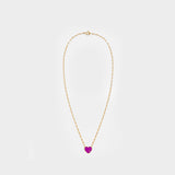 Collier Solitaire Pm Coeur en or 9 ct et diamant