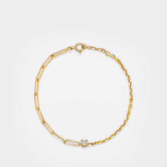 Bracelet Solitaire Gm en or 9 ct et diamant rond