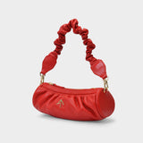 Sac Ruched mini Cylinder en Cuir Rouge