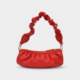 Sac Ruched mini Cylinder en Cuir Rouge