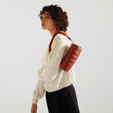 Sac Mini Padded Cylinder en Cuir/Fausse Fourrure Rouge