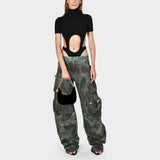 Sac Hobo Crystal Chain en Cuir Noir