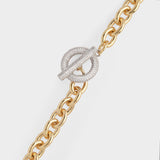 Collier Pave T-bar Chain en Laiton Plaqué Or 16K et Zircons