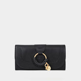 Portefeuille long Hana en cuir noir
