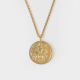Collier Coin Pendant en Argent Or Plaqué 9k