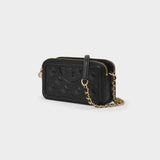 Sac Hobo Fleming Double-Zip Mini - Tory Burch - Cuir - Noir