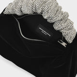 Sac Scrunchie Mini en Velours et Crystal Mesh