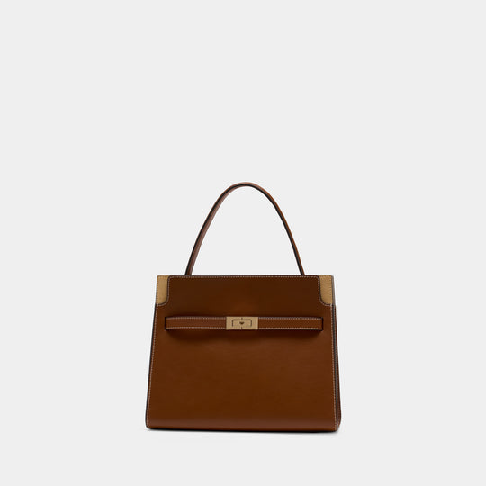 Sac À Main Lee Radziwill Small Double - Tory Burch - Cuir - Marron
