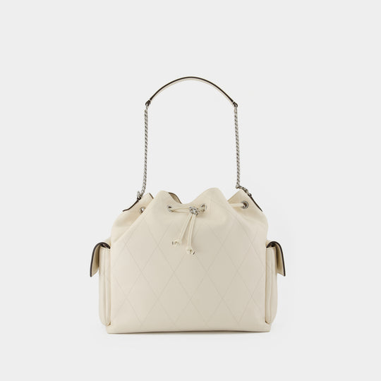 Sac Porté Épaule Charlie Large - Tory Burch - Cuir - Beige