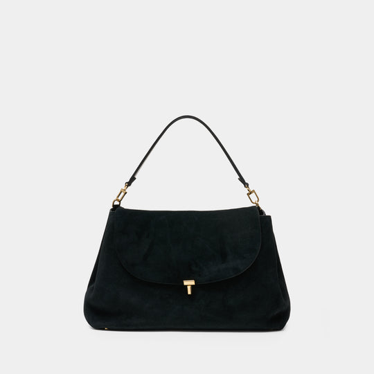 Sac Porté Épaule T-Lock Satchel - TOTEME - Cuir - Noir