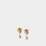 Boucles D'oreilles Mini Flower Pearl - SELF PORTRAIT - Métal - Doré