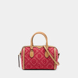 Cabas T-Monogram Petite Barrel - Tory Burch - Coton - Rouge