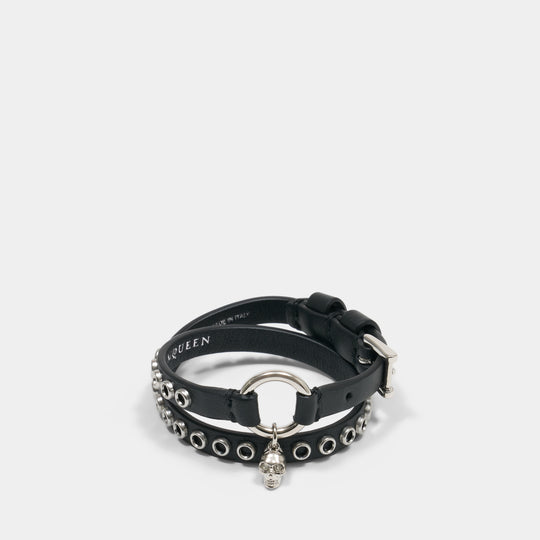 Ceinture Skull Ring Double Wrap - Alexander McQueen - Cuir - Noir