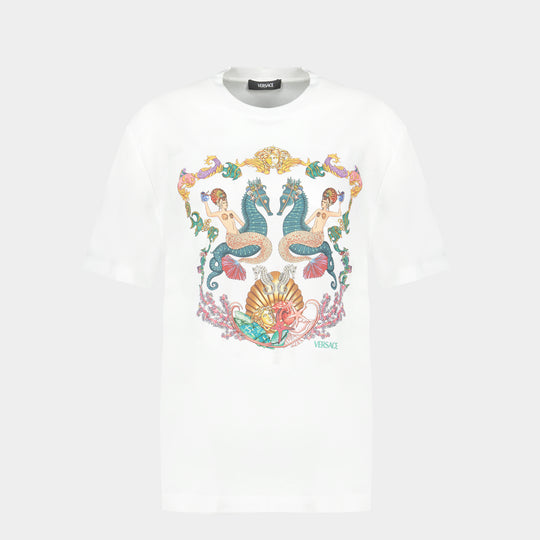 T Shirt Theater Crest - Versace - Coton - Blanc