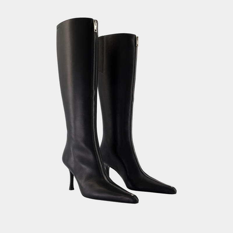 Bottes Vera 85mm Knee High Zip - Alexander Wang - Cuir - Noir