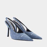 Escarpins Buffy 105mm Sling Back - Alexander Wang - Denim - Bleu