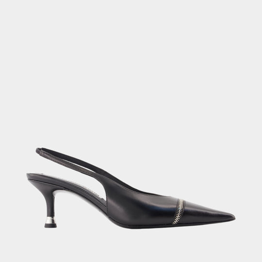 Escarpins Akilita Zip Slingback - Alexander Wang - Cuir - Noir