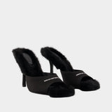 Sandales Cher 105mm Mule - Alexander Wang - Soie - Noir