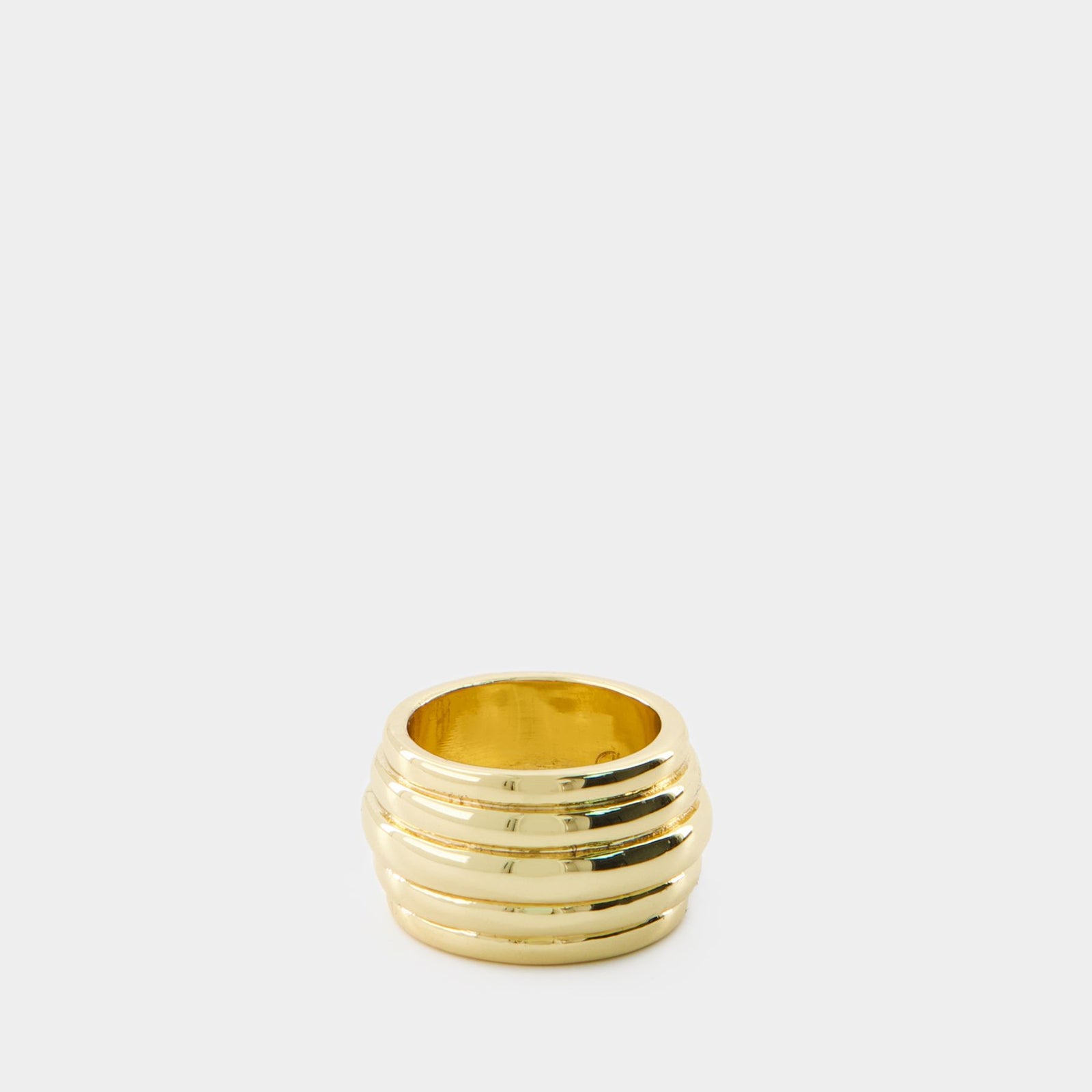 【関税込み】Chunky Ribbed Ring  Gold Ring - ANINE BING - 14 Bague Chunky Ribbed Ring Gold - ANINE BING - 14k Gold Plated