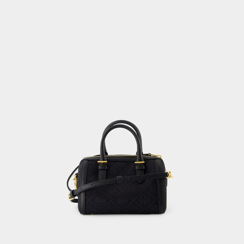 Sac À Main T-Monogram Petite Barrel - Tory Burch - Coton - Noir