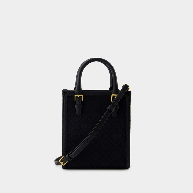 Sac À Main T Monogram Mini Tote - Tory Burch - Coton - Noir