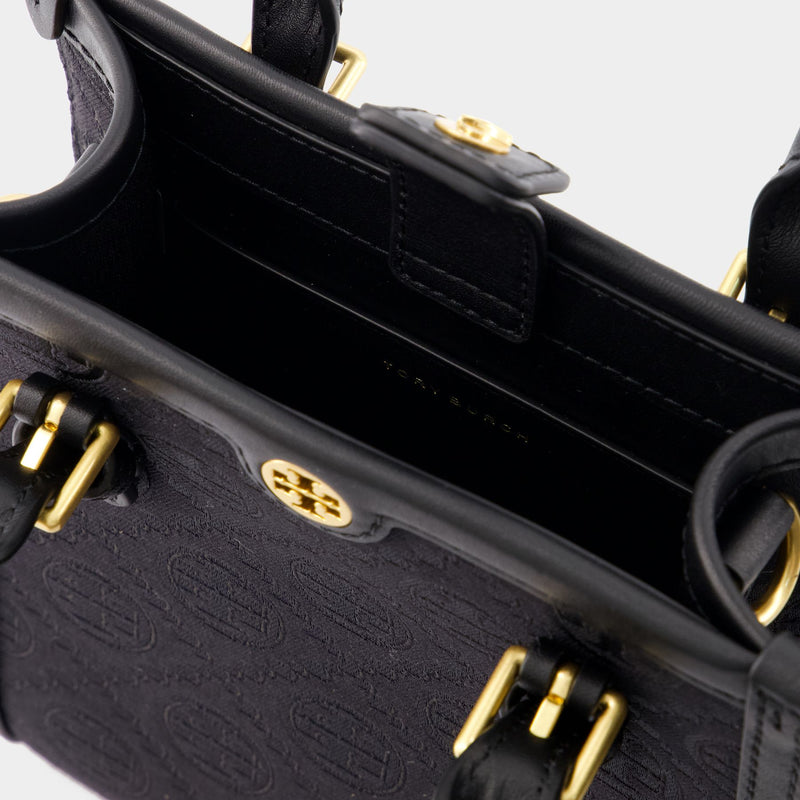 Sac À Main T Monogram Mini Tote - Tory Burch - Coton - Noir