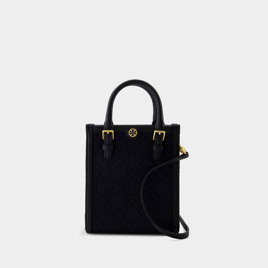 Sac À Main T Monogram Mini Tote - Tory Burch - Coton - Noir