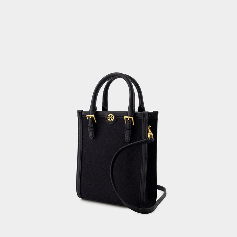 Sac À Main T Monogram Mini Tote - Tory Burch - Coton - Noir