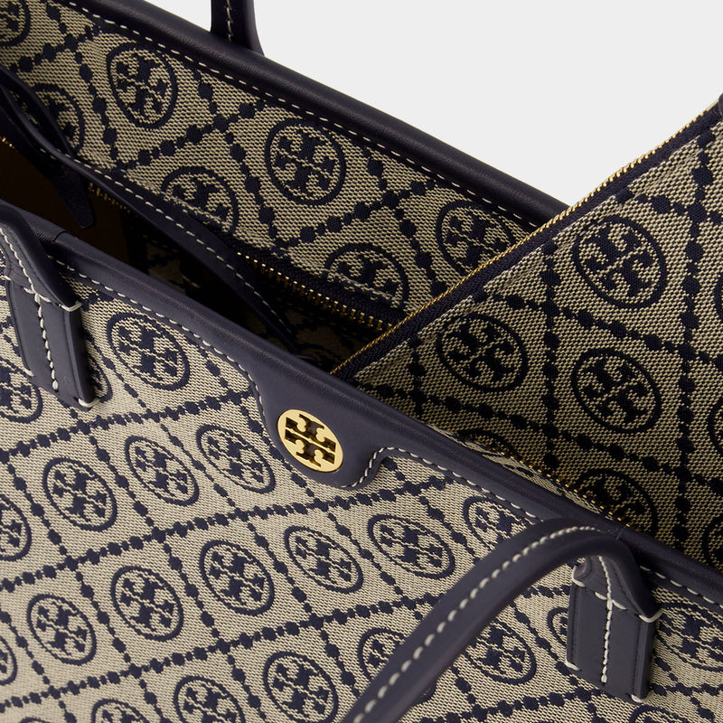 Cabas T Monogram Small - Tory Burch - Coton - Tory Navy
