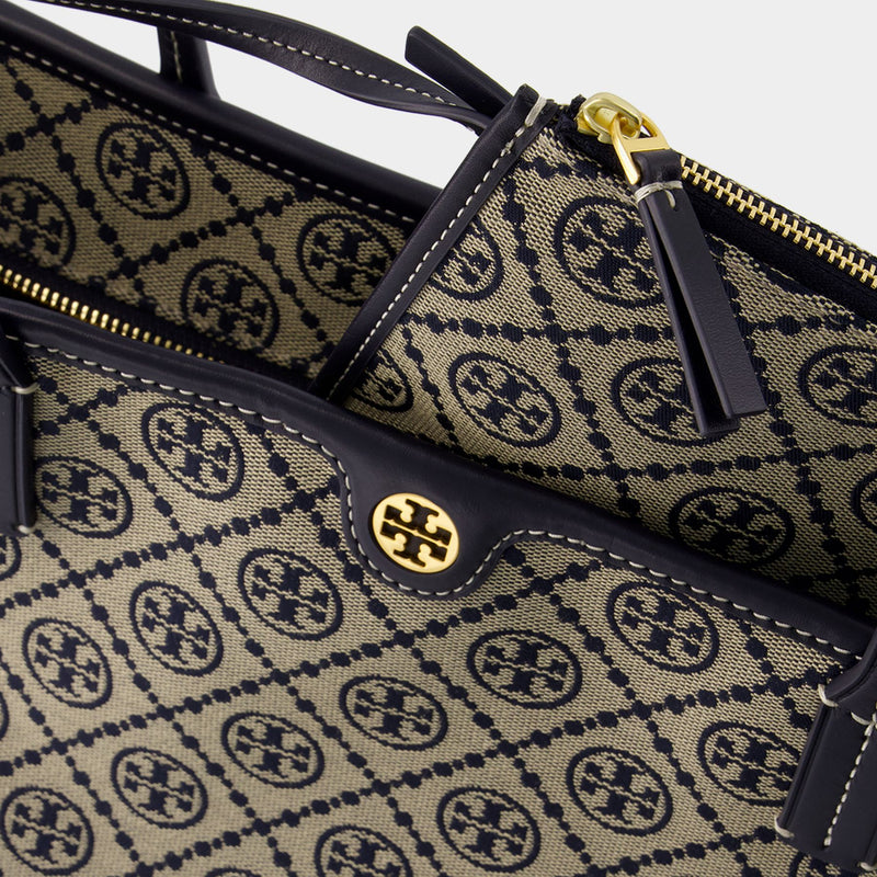 Cabas T Monogram Zip - Tory Burch - Coton - Tory Navy