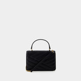 Wallet On Chain Kira Chevron Mini Top Handle - Tory Burch - Cuir - Noir