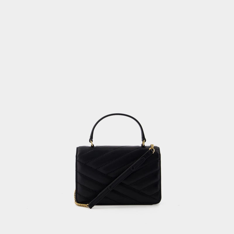 Wallet On Chain Kira Chevron Mini Top Handle - Tory Burch - Cuir - Noir