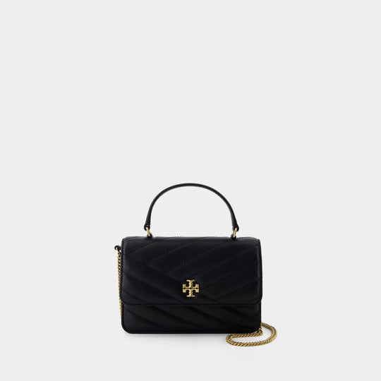 Wallet On Chain Kira Chevron Mini Top Handle - Tory Burch - Cuir - Noir