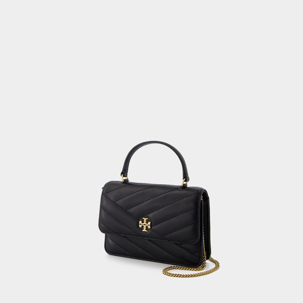 Wallet On Chain Kira Chevron Mini Top Handle - Tory Burch - Cuir - Noir