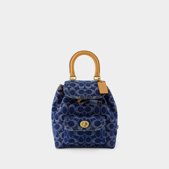Sac À Dos Signature Riya 21 - Coach - Coton - Bleu