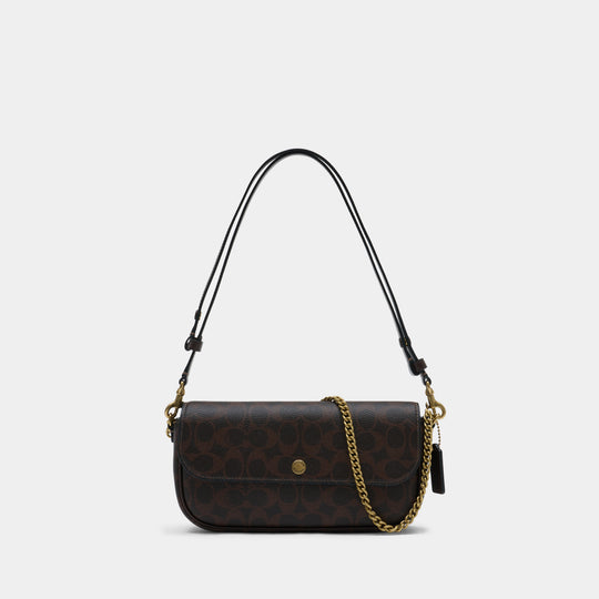 Sac Porté Épaule Signature Brook Flap Chain - Coach - Toile - Marron