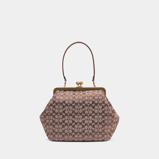 Pochette Crystal Signature Large Kisslock - Coach - Cuir - Marron