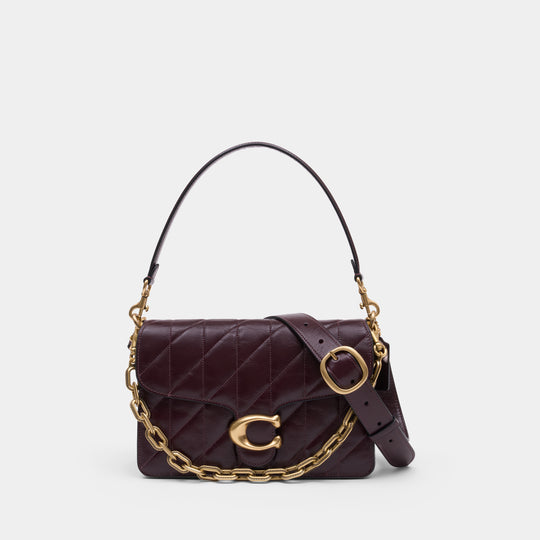 Sac Porté Épaule Quilted Glazed Tabby With Chain - Coach - Cuir - Bordeaux
