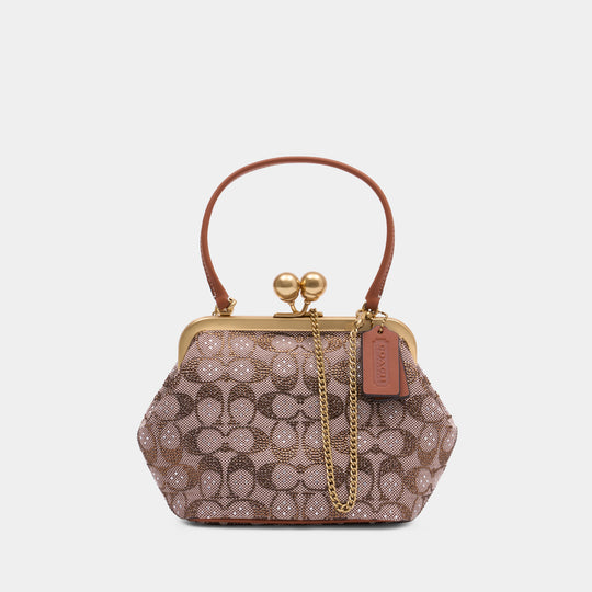 Sac À Bandoulière Crystal Signature Kisslock - Coach - Cuir - Marron