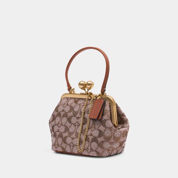 Sac À Bandoulière Crystal Signature Kisslock - Coach - Cuir - Marron