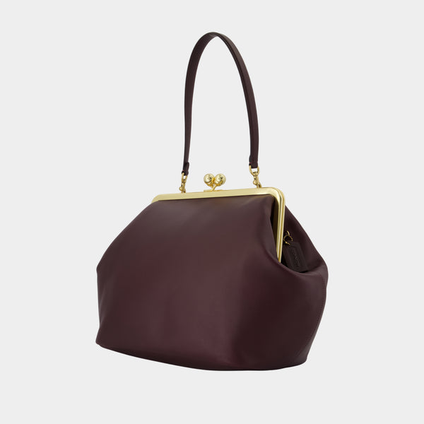 Pochette Large Kisslock - Coach - Cuir - Bordeaux