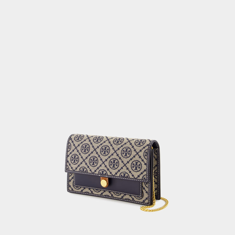Wallet On Chain T Monogram - Tory Burch - Coton - Tory Navy
