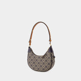 Sac À Main T Monogram Crescent - Tory Burch - Cuir - Bleu