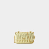 Sac Porté Épaule Kira Moto Mini Flap - Tory Burch - Cuir - Doré